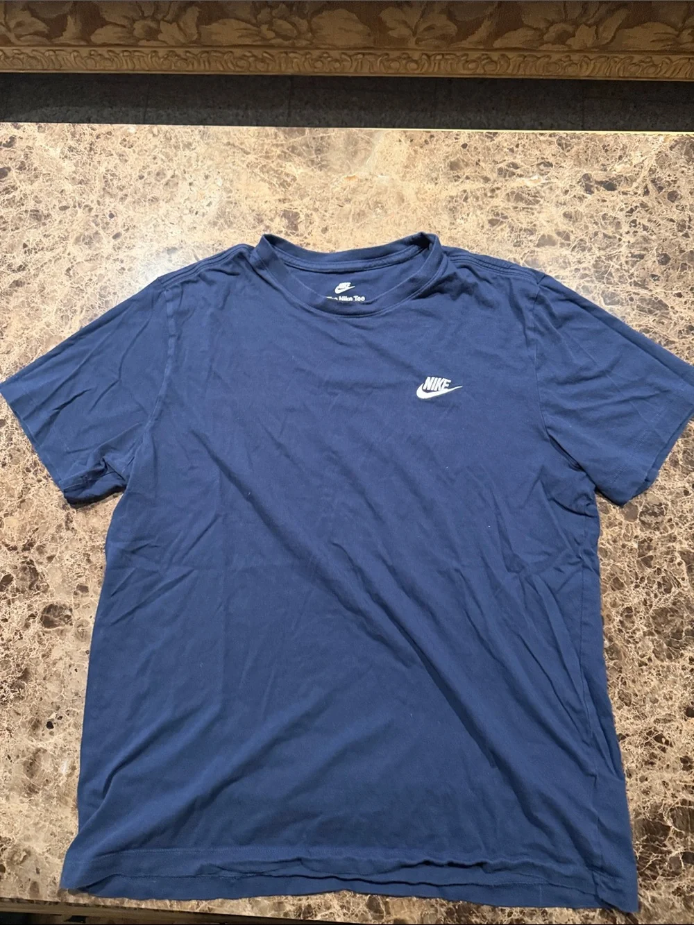 Nike Navy Blue Short-Sleeve T-Shirt with White Logo